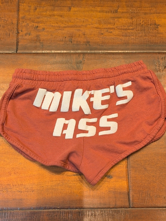 miami Pants - "Mikes Ass" Red Graphic Casual Shorts with White Glitter Print